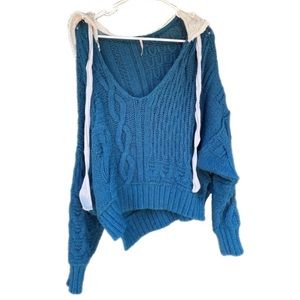 Free People Blue Cable Knit Sweater